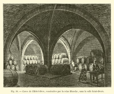 Kelders van het Hotel-Dieu, gebouwd door koningin Blanche, onder de Saint-Denis zaal door French School