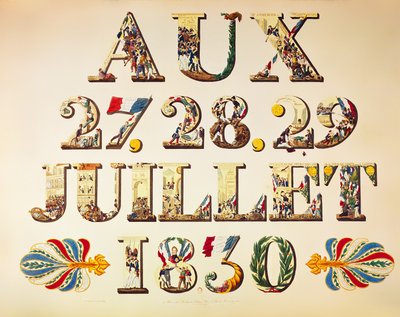 Viering van de Drie Glorieuze Dagen, 27, 28 en 29 juli 1830 door French School
