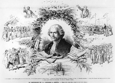 Vieringen in Genève ter gelegenheid van de honderdste verjaardag van de dood van Jean-Jacques Rousseau, illustratie uit Le Monde Illustree, 1878 door French School