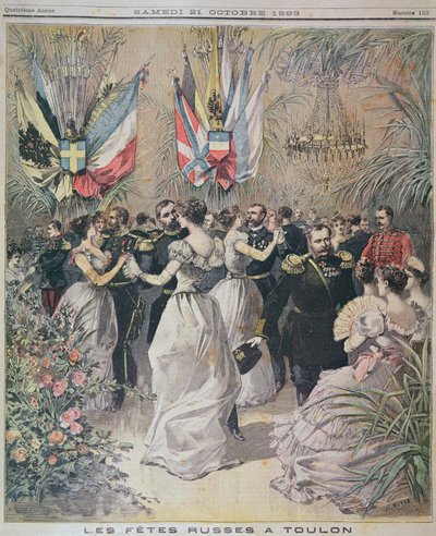 Vieringen ter ere van het bezoek van de Russische vloot in Toulon, omslag van Le Petit Journal, 21 oktober 1893 door French School