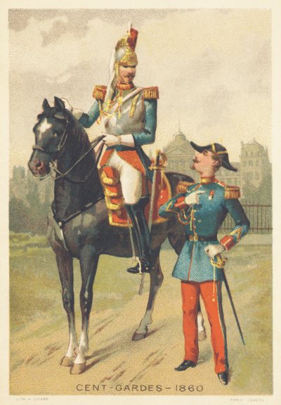 Centengudes in 1860 (Elite Cavalerie Korps aanval van de persoonlijke garde van Keizer Napoleon III, opgericht in 1854, ontbonden in 1870) door French School