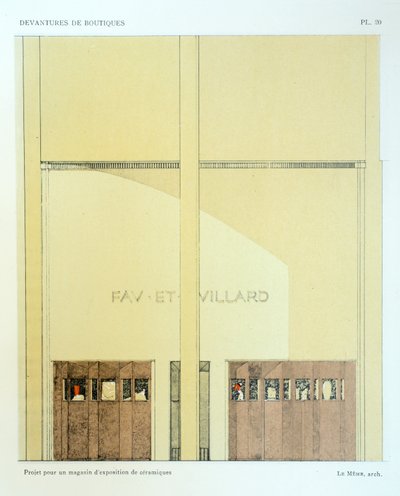 Keramiekshowroom, plaat 20, illustratie uit Devantures de Boutiques door Louis-Pierre Sezille, Parijs, 1927 door French School