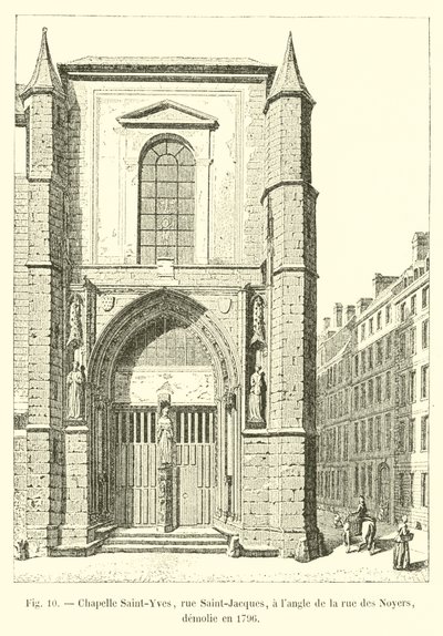 Kapel Saint-Yves, rue Saint-Jacques, op de hoek van de rue des Noyers, gesloopt in 1796 door French School
