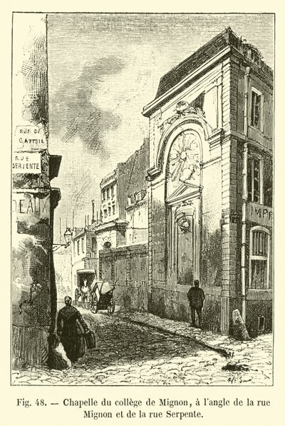 Kapel van het college van Mignon, op de hoek van rue Mignon en rue Serpente door French School