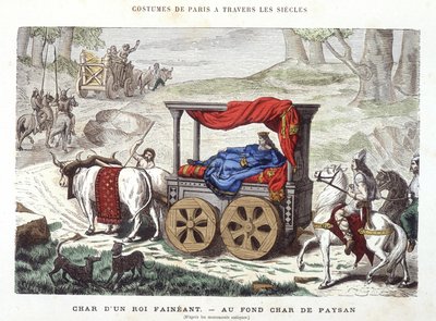 Kar van een luie koning en wagen van een boer - in 