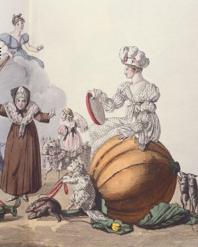 Personages uit een klucht De Zes Pantoffels of Rendez-vous van Assepoesters, c.1810 door French School