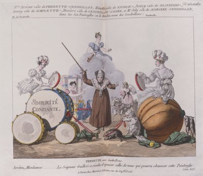 Personages uit een klucht De Zes Pantoffels of Rendez-vous van Assepoesters, c.1810 door French School