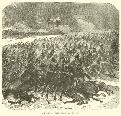 Aanval van de Cuirassiers bij Eylau (gravure) door French School
