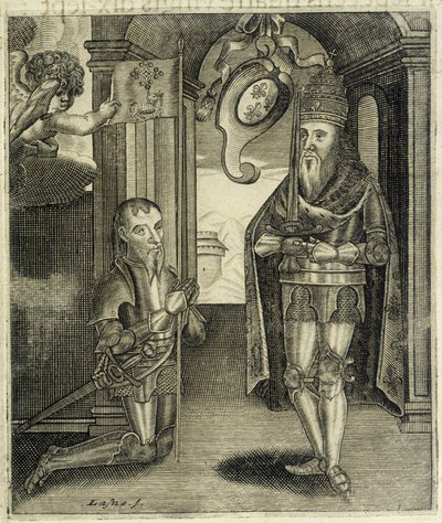 Karel de Grote en graaf Toulouse Torsin (of Chorson) - in "Histoire des Comtes de Toulouse" door Guillaume de Catel, Toulouse door French School