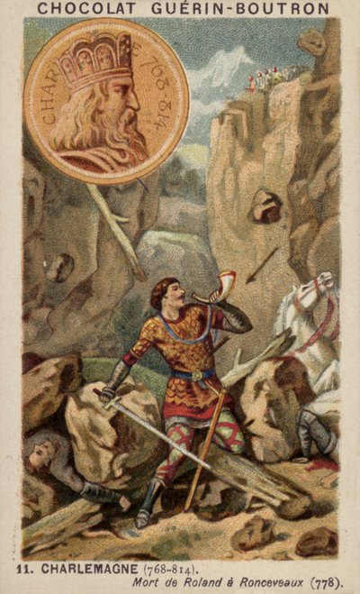 Karel de Grote en de dood van Roland bij Ronceveaux, 778 door French School