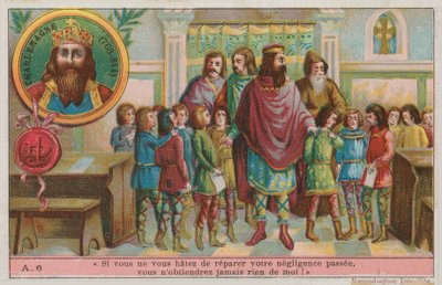 Karel de Grote, stichter van het Karolingische Rijk (768-814) door French School