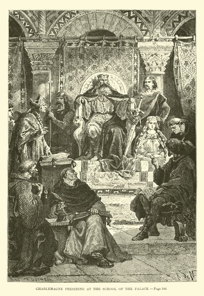 Karel de Grote presideert op de School van het Paleis door French School