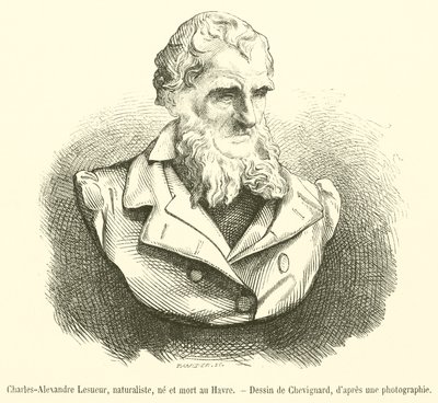 Charles-Alexandre Lesueur, natuuronderzoeker, geboren en gestorven in Le Havre (gravure) door French School