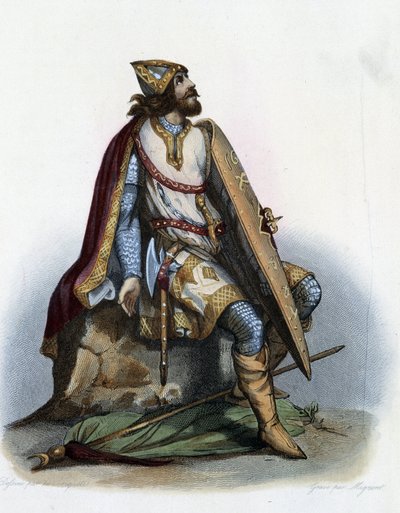 Charles Martel (688-741) Hertog van Austrasië - in "Le Plutarque francais", door Mennechet, Parijs door French School