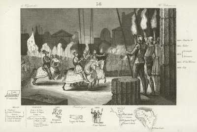 Karel VIII van Frankrijk triomfantelijk Rome binnen, 1494 door French School