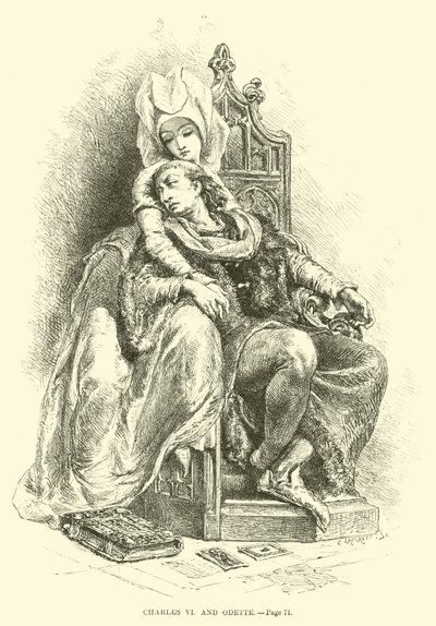 Karel VI en Odette door French School