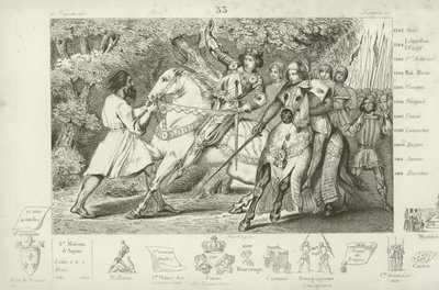 Karel VI van Frankrijk wordt gewaarschuwd voor een hinderlaag in het bos bij Angers, 1392 door French School