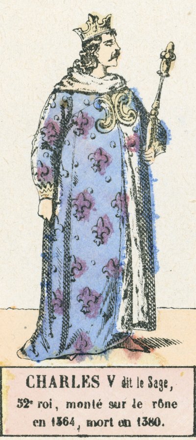 Charles V de Wijze, 52e koning, op de troon van 1364, overleden in 1380 door French School
