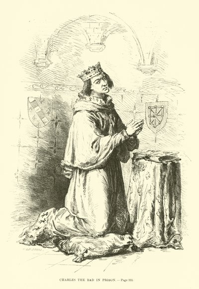 Karel de Slechte in de gevangenis door French School