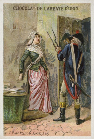 Charlotte Corday, moordenaar van de Franse Revolutionaire Jacobijnse leider Jean-Paul Marat door French School