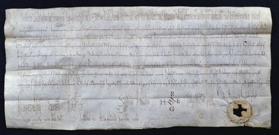 Handvest ondertekend door Hugues I Capet (941-996), Koning van Frankrijk, 988 door French School