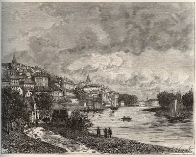 Chateau-Gontier - Mayenne in de regio Pays de la Loire - gravure in 