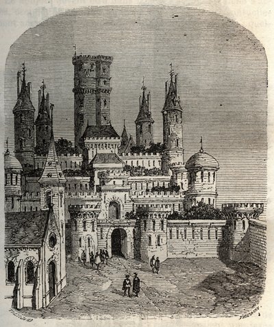 Kasteel van Montlhery - kasteel in de gemeente Montlhery, in het oude land van Hurepoix - gravure in 