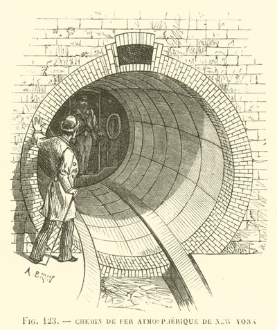 Atmosferische Spoorweg van New York (gravure) door French School