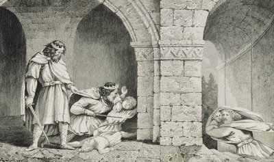 Childebert I (c.498-588) bij de moord op de erfgenamen van zijn broers, uit 