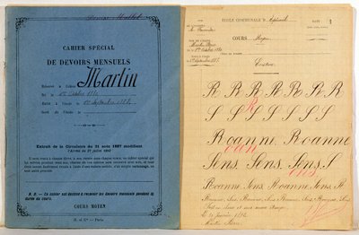 Oefenschrift van een kind uit de school van Epineuil, 1892 door French School