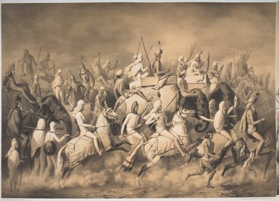 Chir Singh, Maharaja van de Sikhs en koning van Punjab met zijn gevolg op jacht nabij Lahore, uit 