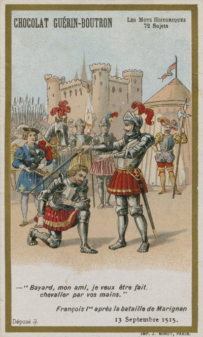 Chocolat Guerin-Boutron handelskaart, Historische Woorden serie door French School