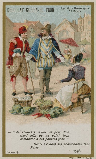 Chocolat Guerin-Boutron handelskaart, Historische Woorden serie door French School