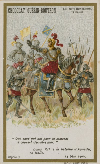 Chocolat Guerin-Boutron handelskaart, Historische Woorden serie door French School