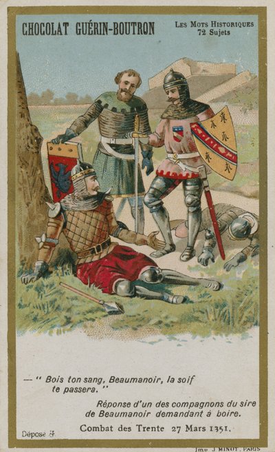 Chocolat Guerin-Boutron handelskaart, Historische Woorden serie door French School