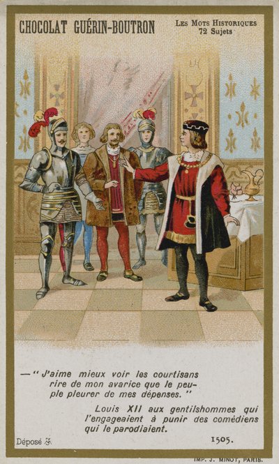 Chocolat Guerin-Boutron handelskaart, Historische Woorden serie door French School