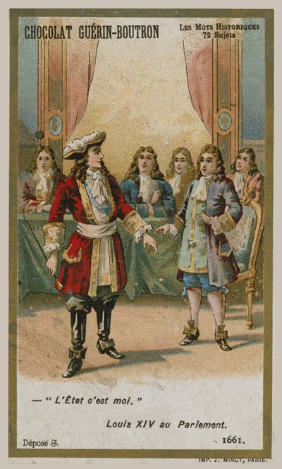 Chocolat Guerin-Boutron handelskaart, Historische Woorden serie door French School