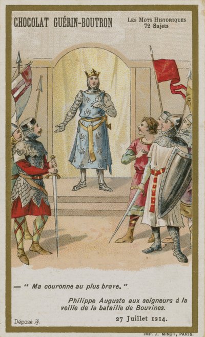 Chocolat Guerin-Boutron handelskaart, Historische Woorden serie door French School