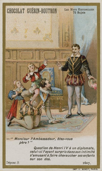 Chocolat Guerin-Boutron handelskaart, Historische Woorden serie door French School
