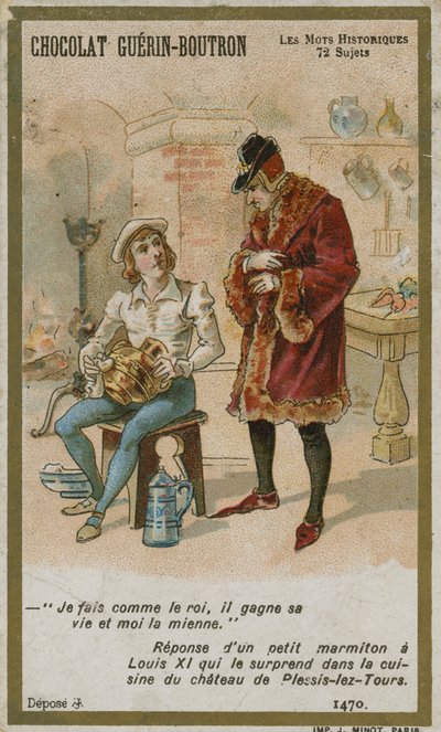 Chocolat Guerin-Boutron handelskaart, Historische Woorden serie door French School