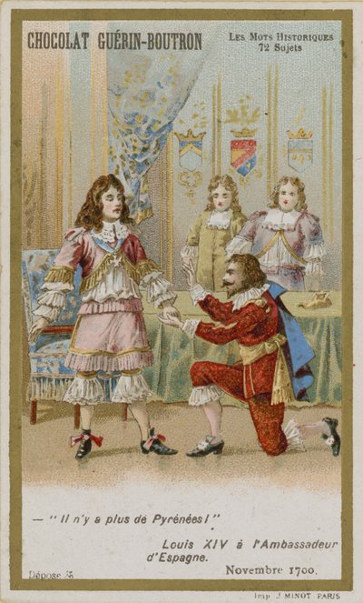 Chocolat Guerin-Boutron handelskaart, Historische Woorden serie door French School