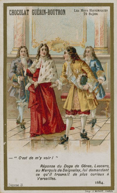 Chocolat Guerin-Boutron handelskaart, Historische Woorden serie door French School