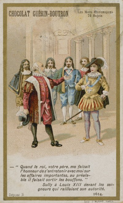 Chocolat Guerin-Boutron handelskaart, Historische Woorden serie door French School