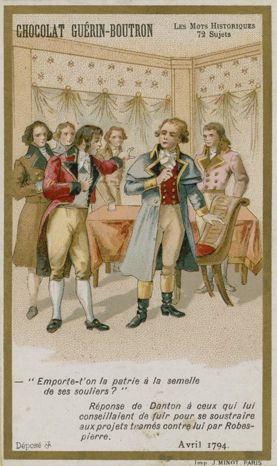 Chocolat Guerin-Boutron handelskaart, Historische Woorden serie door French School