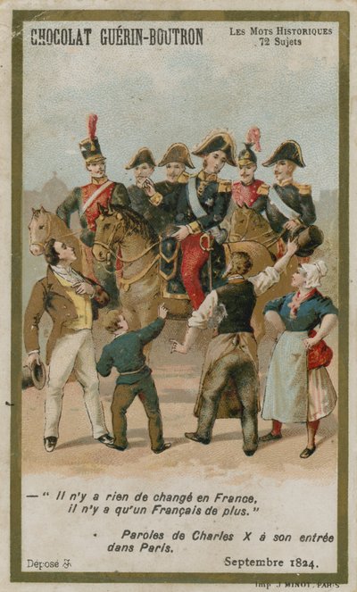 Chocolat Guerin-Boutron handelskaart, Historische Woorden serie door French School