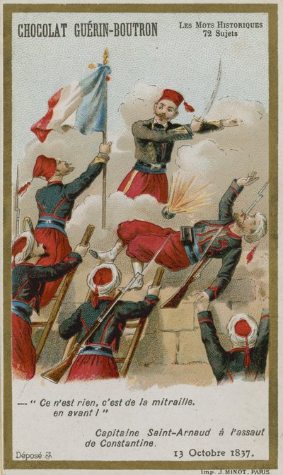 Chocolat Guerin-Boutron handelskaart, Historische Woorden serie door French School