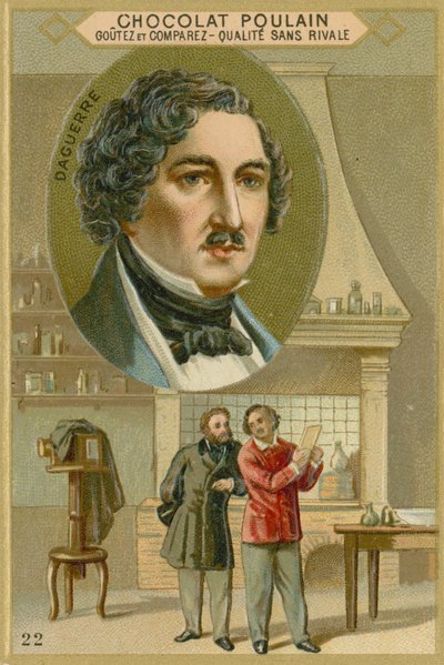 Chocolat Poulain handelskaart, Louis Daguerre door French School