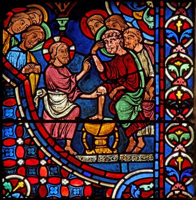 Christus wast de voeten van de discipelen door French School