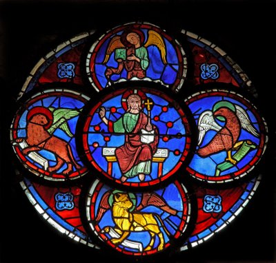 Christus - met Vier Heilige Beesten van de Evangelisten door French School
