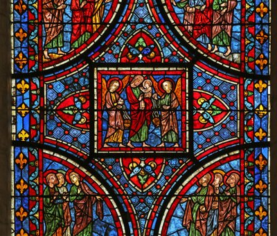 Christus draagt de ziel van zijn moeder (de engelen zijn deels modern) door French School